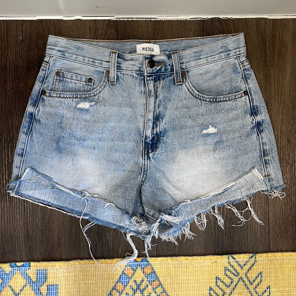 Pistola Kylee Relaxed High Rise Cuffed Denim Shorts